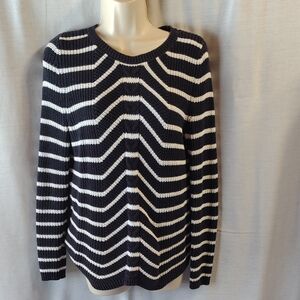 Classic Navy and White Striped Women's Sweater